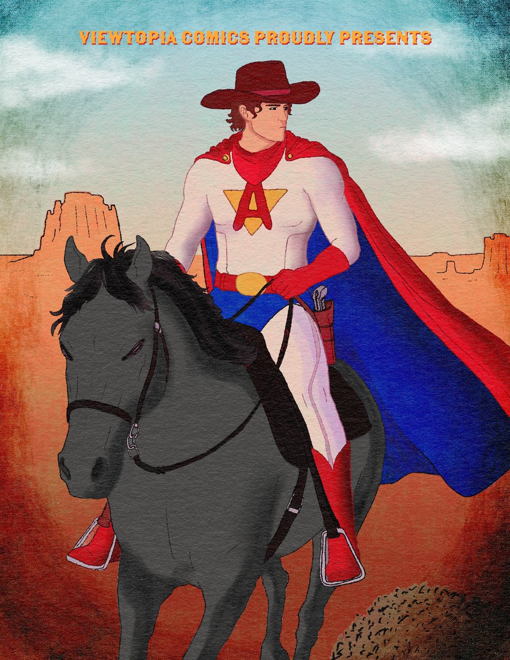 Page 2 of The Meteor Brigade Season 1 Issue 1, Wild Animals, showing the hero Astranova riding through Monument Valley